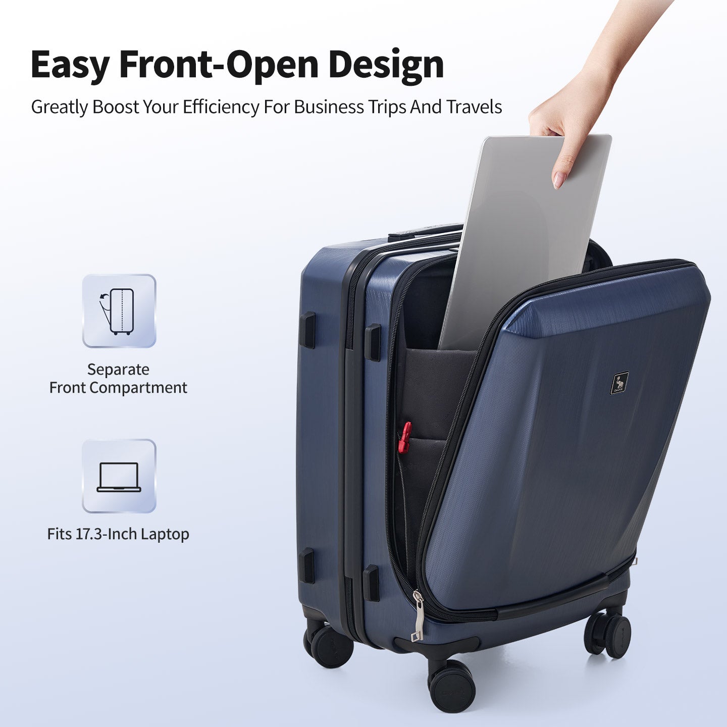 Bagage à enregistrer à ouverture frontale de 20" avec compartiment pour ordinateur portable 17,3"