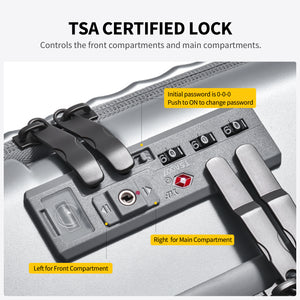 OIWAS SMOOTH Series Front Opening 20”Carry On Luggage: TSA lock controls the front compartments and main compartments