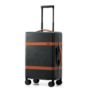 Extended telescopic handle on TIMELESS carbon fiber suitcase, demonstrating smooth locking mechanism and ergonomic grip.