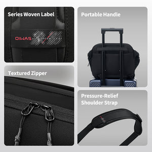 Rear trolley sleeve slides over suitcase handle—perfect for airport mobility - OIWAS ELEPHANTOM Bag