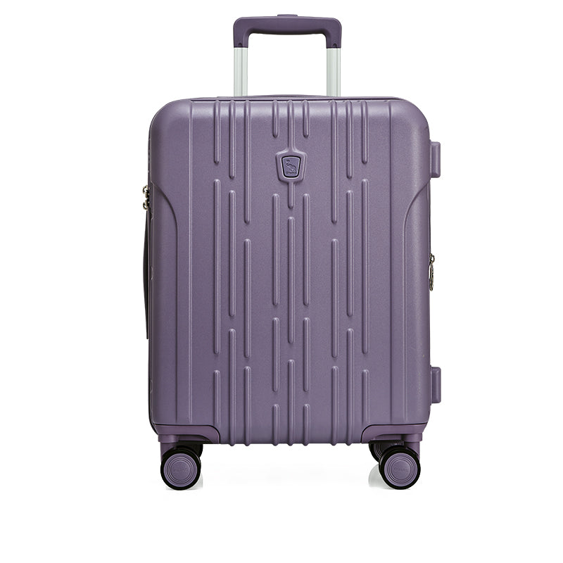 OIWAS purple expandable carry-on luggage with anti-scratch brushed finish—airline-approved, durable, and perfect for modern travelers.