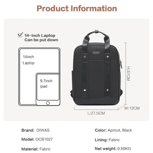 OIWAS Laptop Backpack Size Chart – Fits 15.6 Inch Laptop for Women