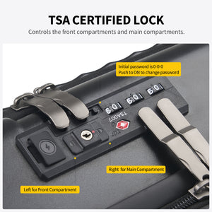 OIWAS SMOOTH Series Front Opening 20”Carry On Luggage: TSA lock controls the front compartments and main compartments