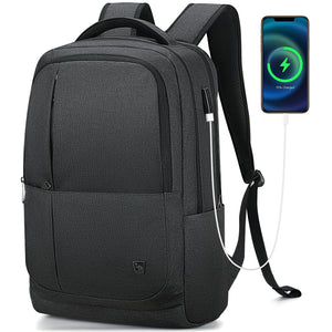 OIWAS 17 Inch Laptop Backpack Black - Front View