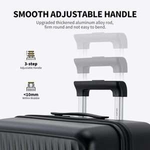 Aerospace-grade aluminum telescopic handle on OIWAS luggage —ergonomic, multi-height, and wobble-free.