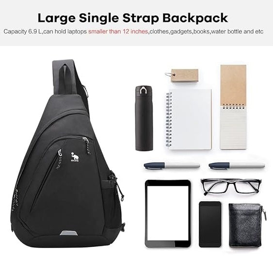 backpack single strap laptop OIWAS Single Strap Sling Bag – Large Crossbody Backpack for Hiking & Travel Black