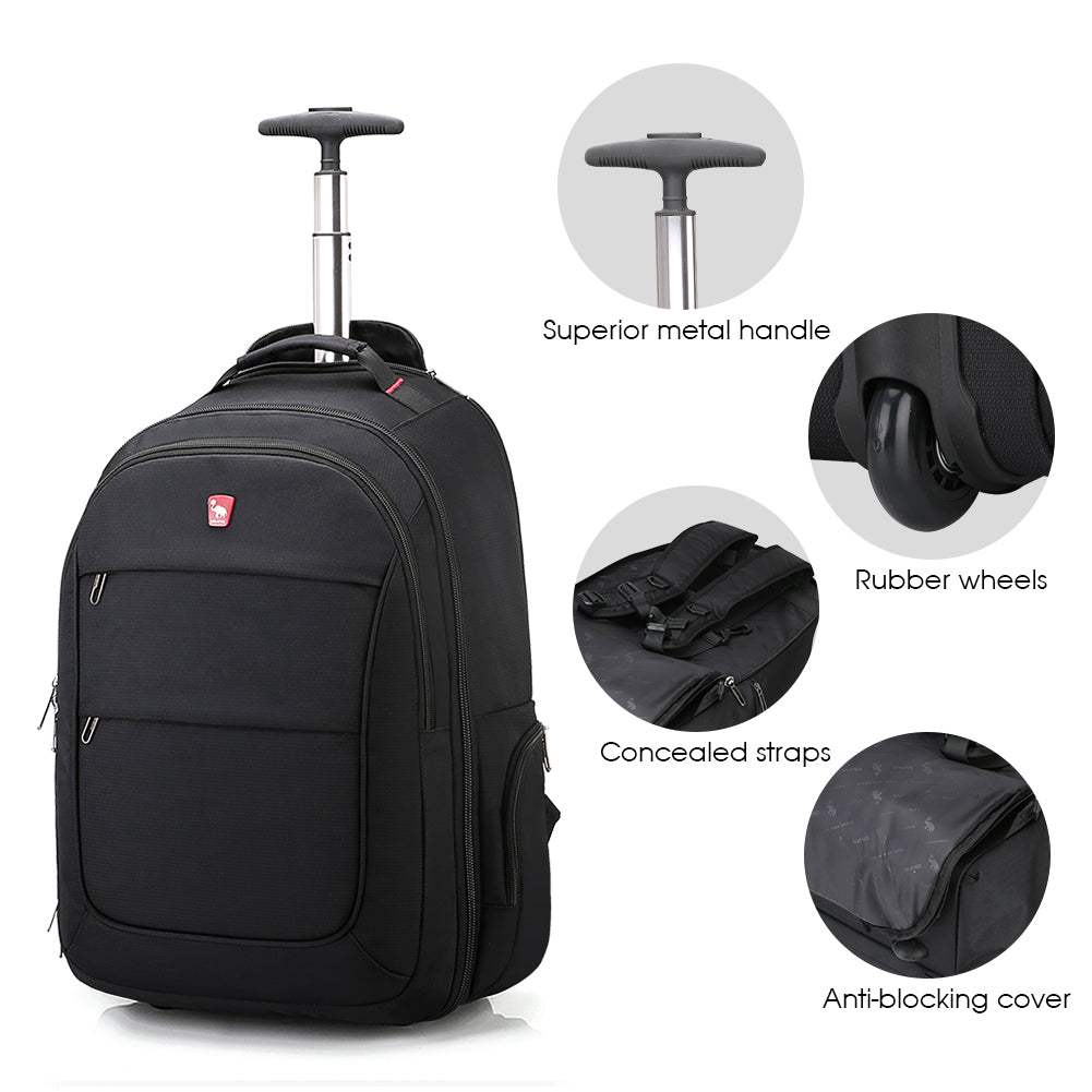 backpack wheels travel OIWAS Rolling Backpack with Wheels – 15.6" Laptop Carry-On Travel Bag B(Fit 17" Laptop)