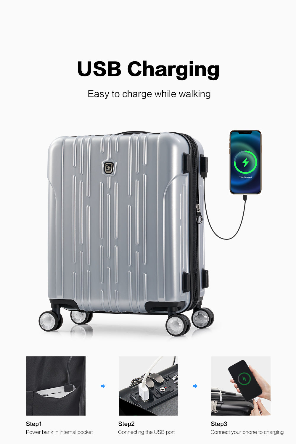 Luggage that charges your phone online