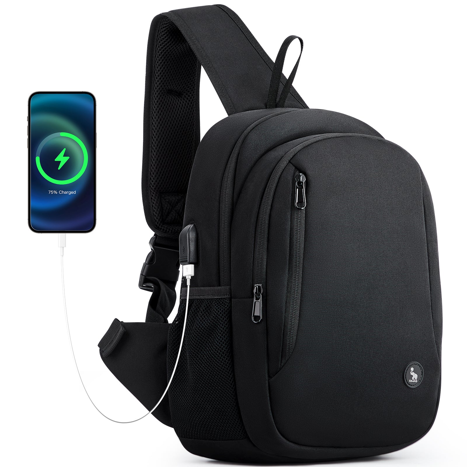 OIWAS Large Capacity Sling Bag with USB Charging Port