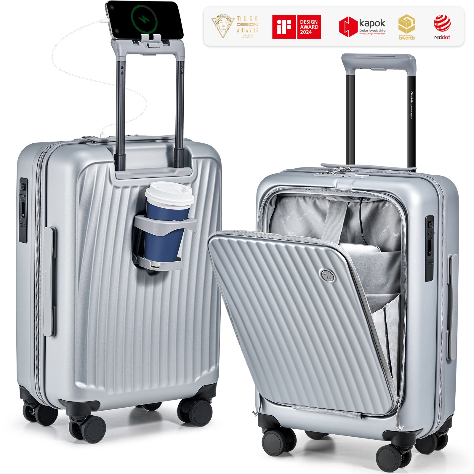 SMOOTH Front Opening 20”Carry On Luggage