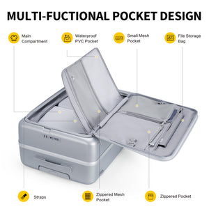 OIWAS SMOOTH Series 24" front-opening check-in luggage: mutil-functional pocket design, 7 compartments for smart storage
