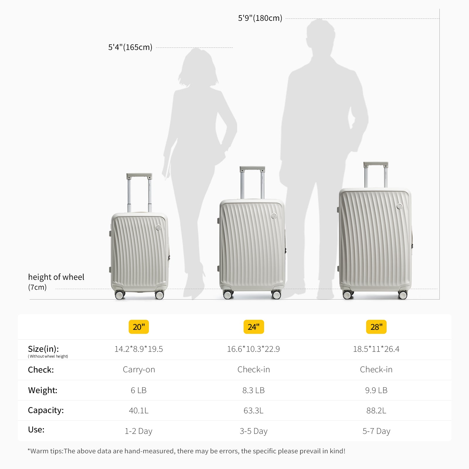 OHGA SWAN ホワイト SMOOTH Luggage Sets 2 Piece 20'' Carry-on + 28'' Check-in – OIWAS