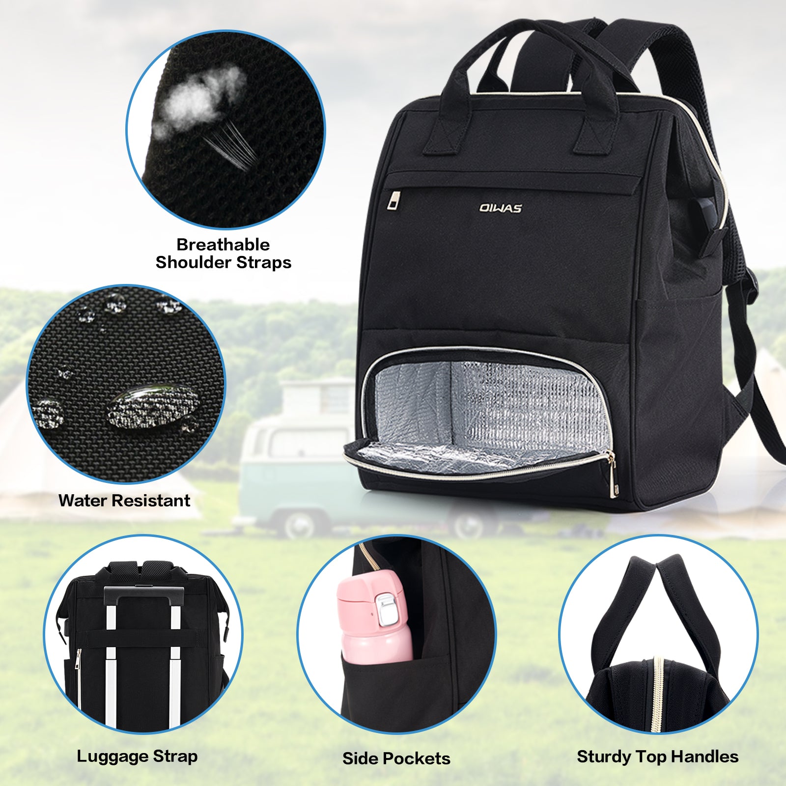 Fashionable Ladies' 15.6-Inch Notebook Business Backpack with Waterproof & Insulation for Picnics/Outdoor Trips - OIWAS丨Pack Your World丨Bags, Backpack & Luggage