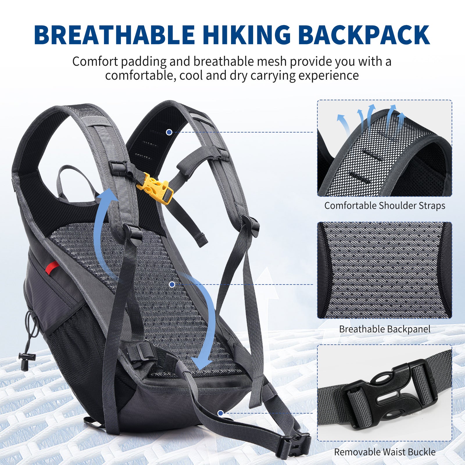 OIWAS-15L-Hiking-Backpack-Grey-Backpad