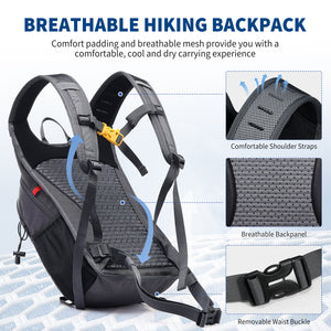 OIWAS-15L-Hiking-Backpack-Grey-Backpad