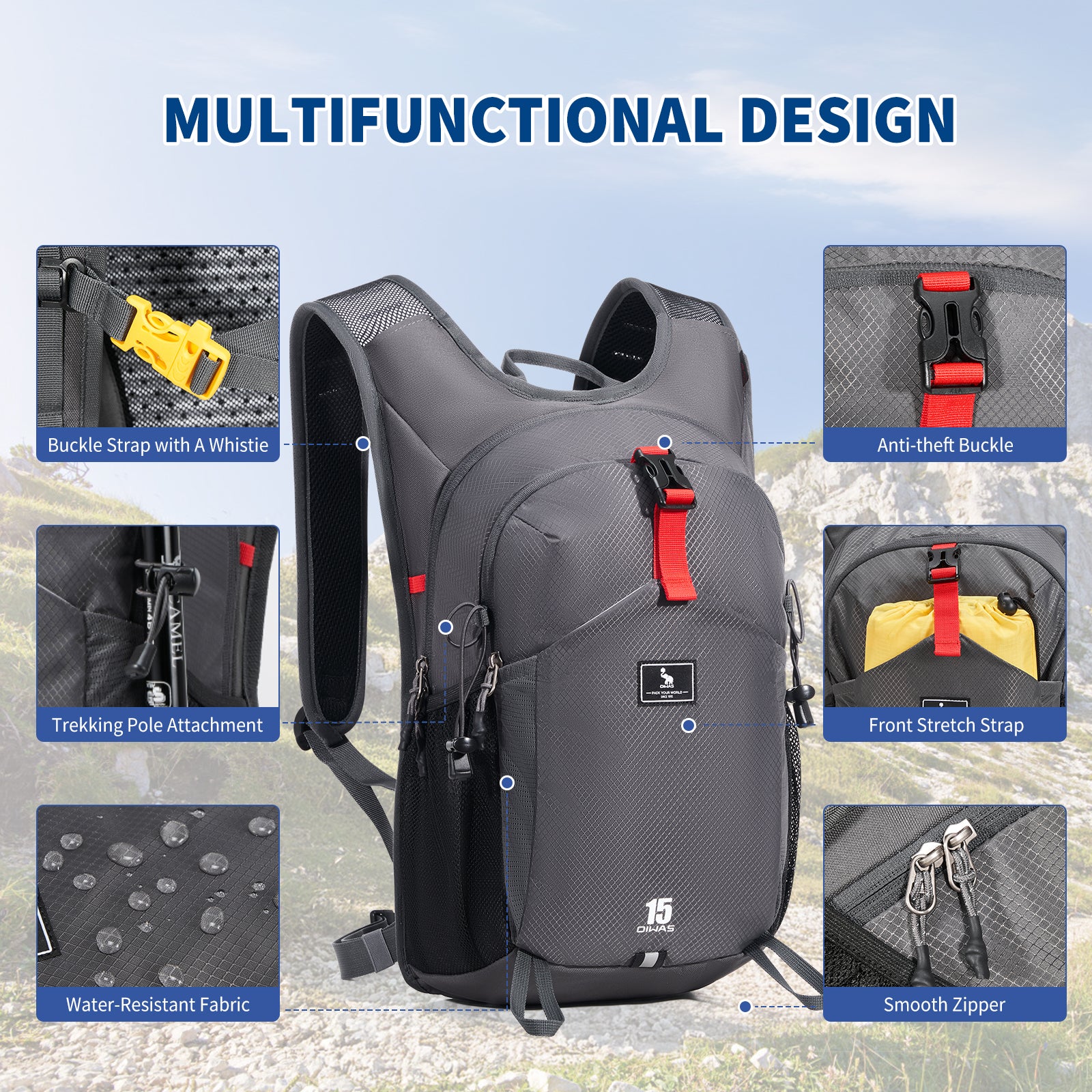 OIWAS-15L-Hiking-Backpack-Grey-Details