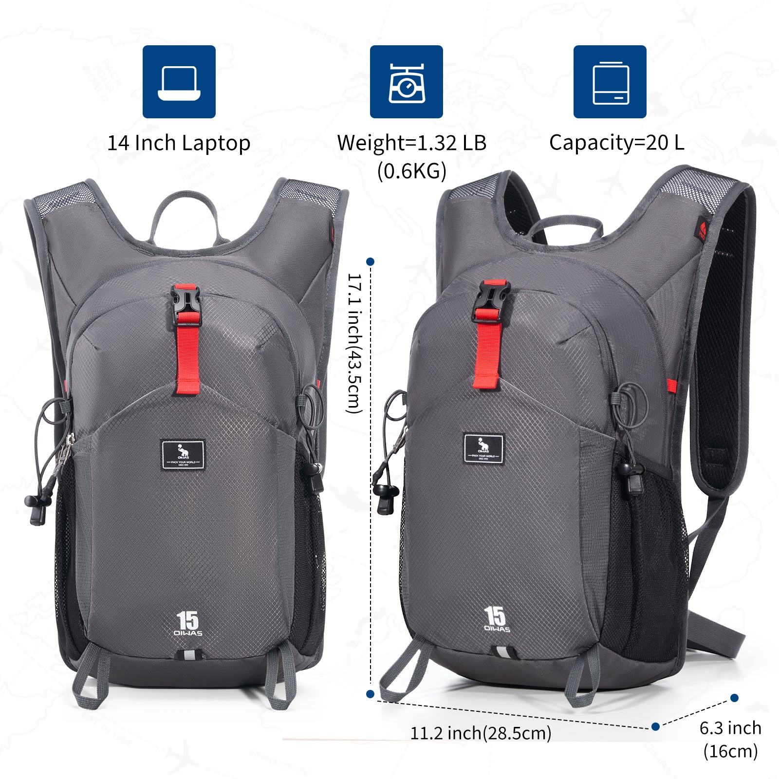 OIWAS-15L-Hiking-Backpack-Grey-Size