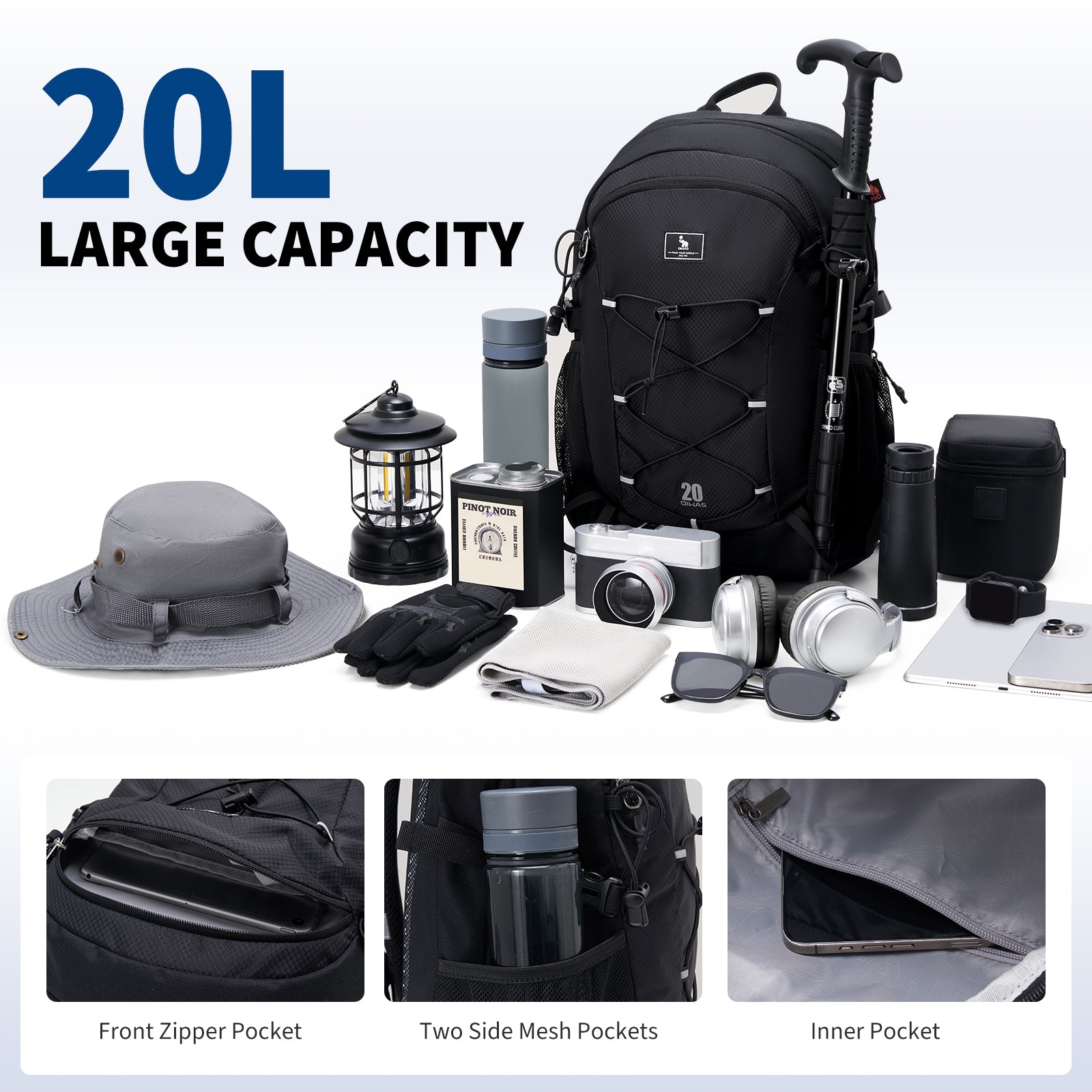 OIWAS-20L-Hiking-Backpack-Black-Capacity