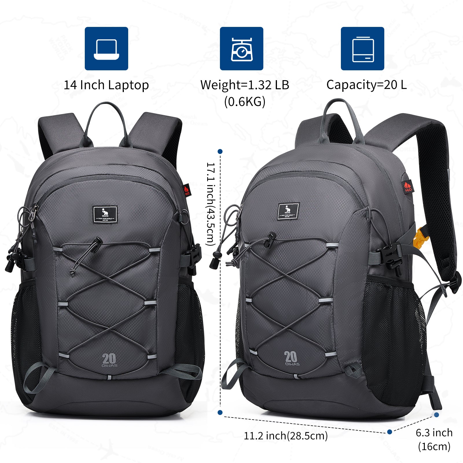 OIWAS-20L-Hiking-Backpack-Grey-Size