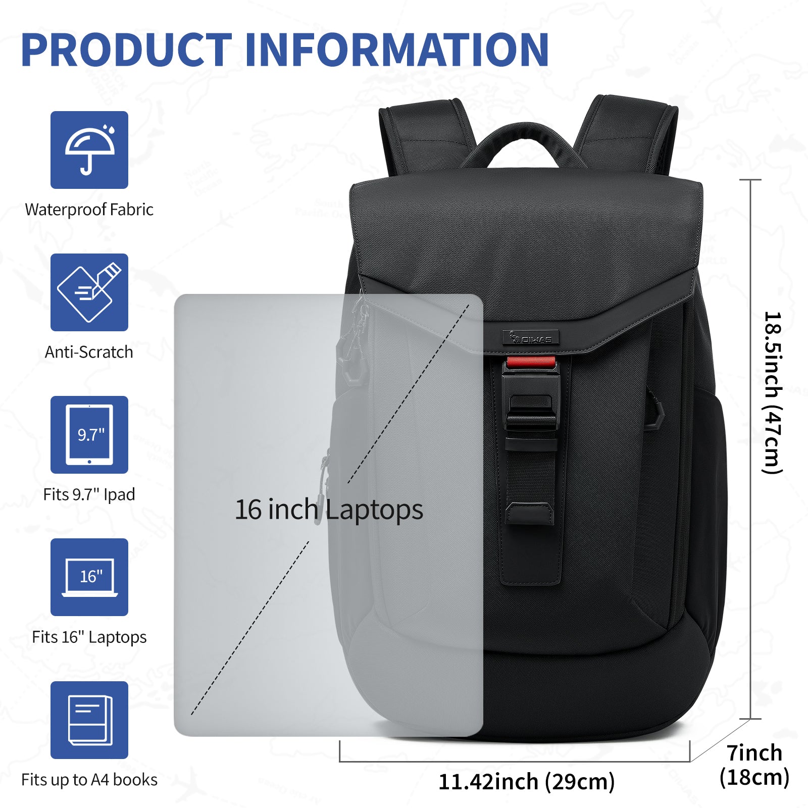 AEROFANT 16" Laptop Backpack Lightweight, Anti-Theft & Waterproof | OIWAS AEROFANT 16" Laptop Backpack Lightweight, Anti-Theft & Waterproof | OIWAS