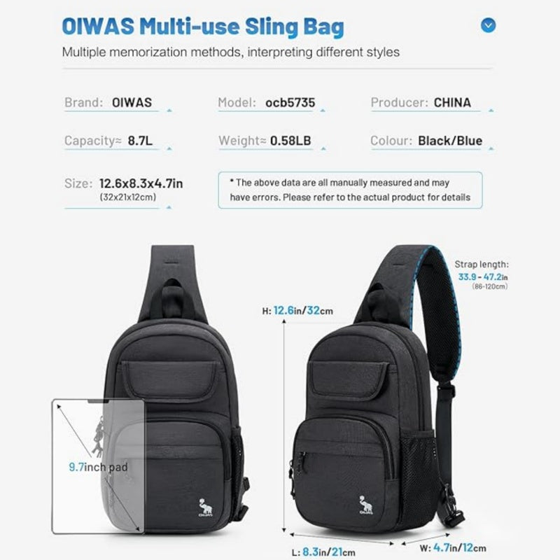 OIWAS-Black-Sling-Bag-Size