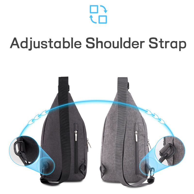 OIWAS black chest bag worn as crossbody sling for men