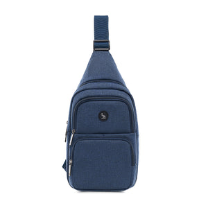 OIWAS blue chest bag worn as crossbody sling for men