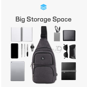OIWAS black chest bag worn as crossbody sling for men