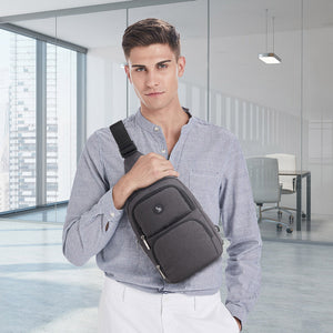 OIWAS black chest bag worn as crossbody sling for men