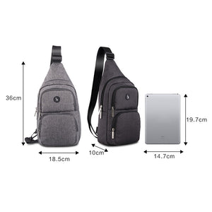 OIWAS black chest bag worn as crossbody sling for men