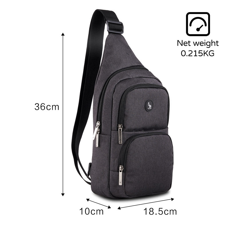 OIWAS black chest bag worn as crossbody sling for men