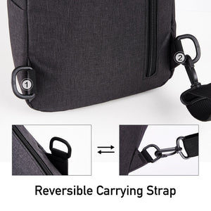 OIWAS black chest bag worn as crossbody sling for men