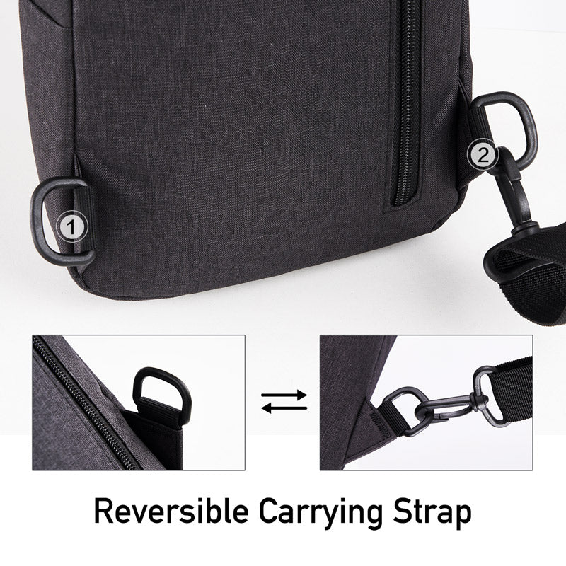 OIWAS black chest bag worn as crossbody sling for men