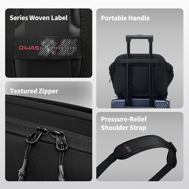 Rear trolley sleeve slides over suitcase handle—perfect for airport mobility - OIWAS ELEPHANTOM Bag