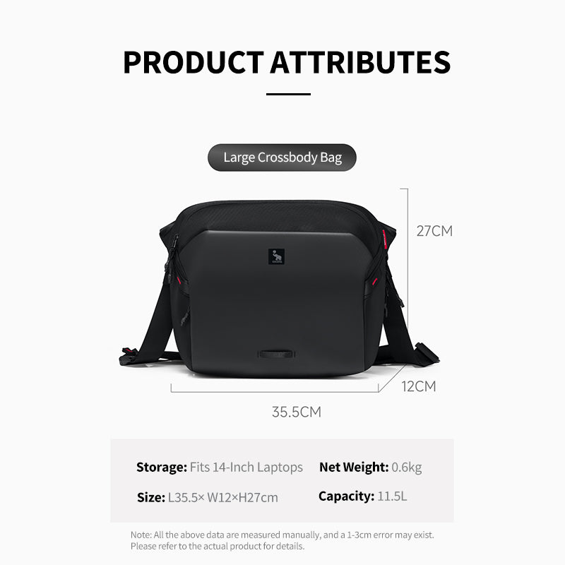 OIWAS Large ELEPHANTOM bag fit 14" laptop, with multiple compartments for documents, tech, and accessories