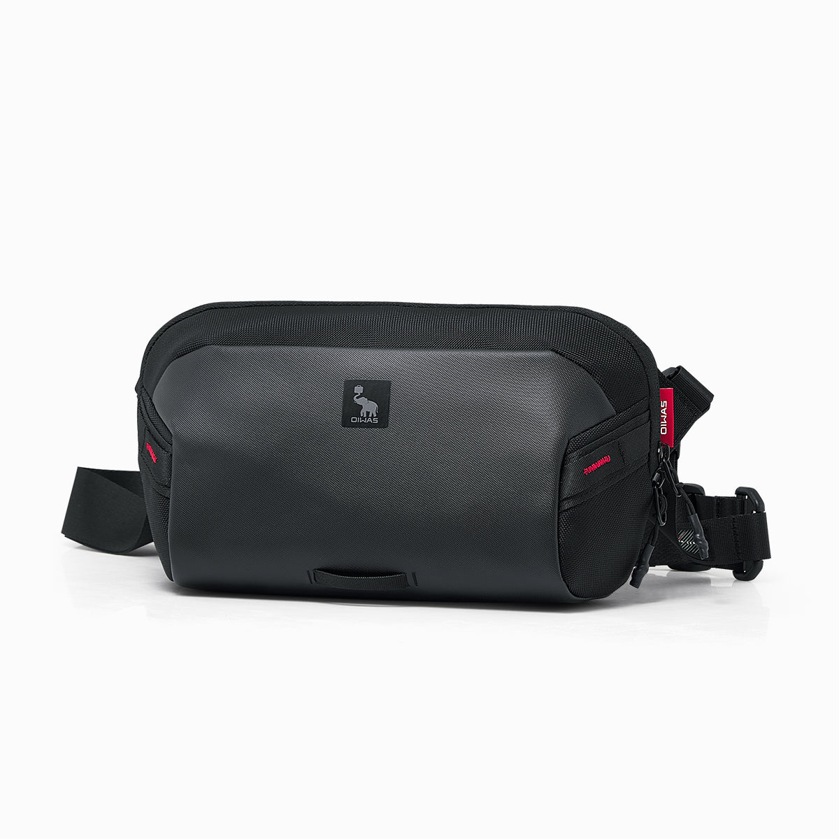 Water-resistant small messenger bag by OIWAS featuring padded strap, and smart pockets
