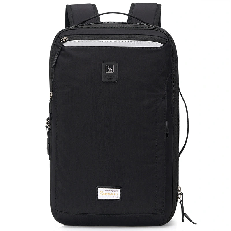 OIWAS-ESCAPE-Collection-Expandable-Laptop-Backpack-Black-Front