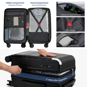 OIWAS carry-on luggage interior compartment and packing space