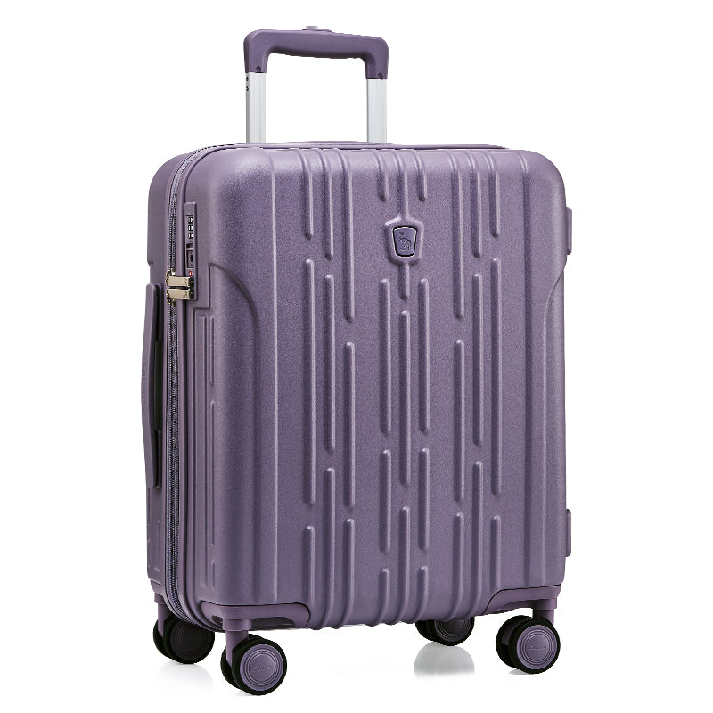OIWAS purple expandable carry-on luggage with anti-scratch brushed finish—airline-approved, durable, and perfect for modern travelers.