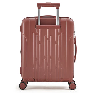 Minimalist red expandable carry-on luggage by OIWAS on white background, showcasing sleek brushed texture and modern travel design.