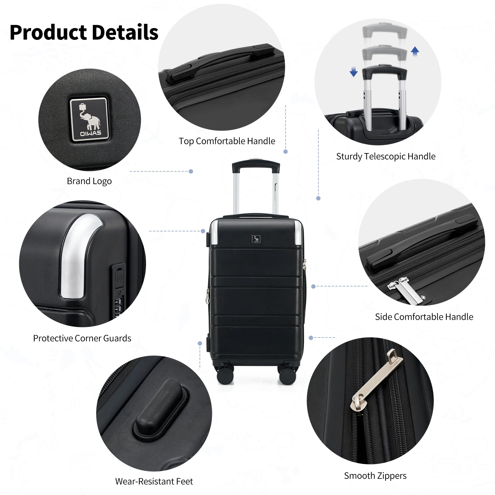 OIWAS carry-on luggage multifunctional detail