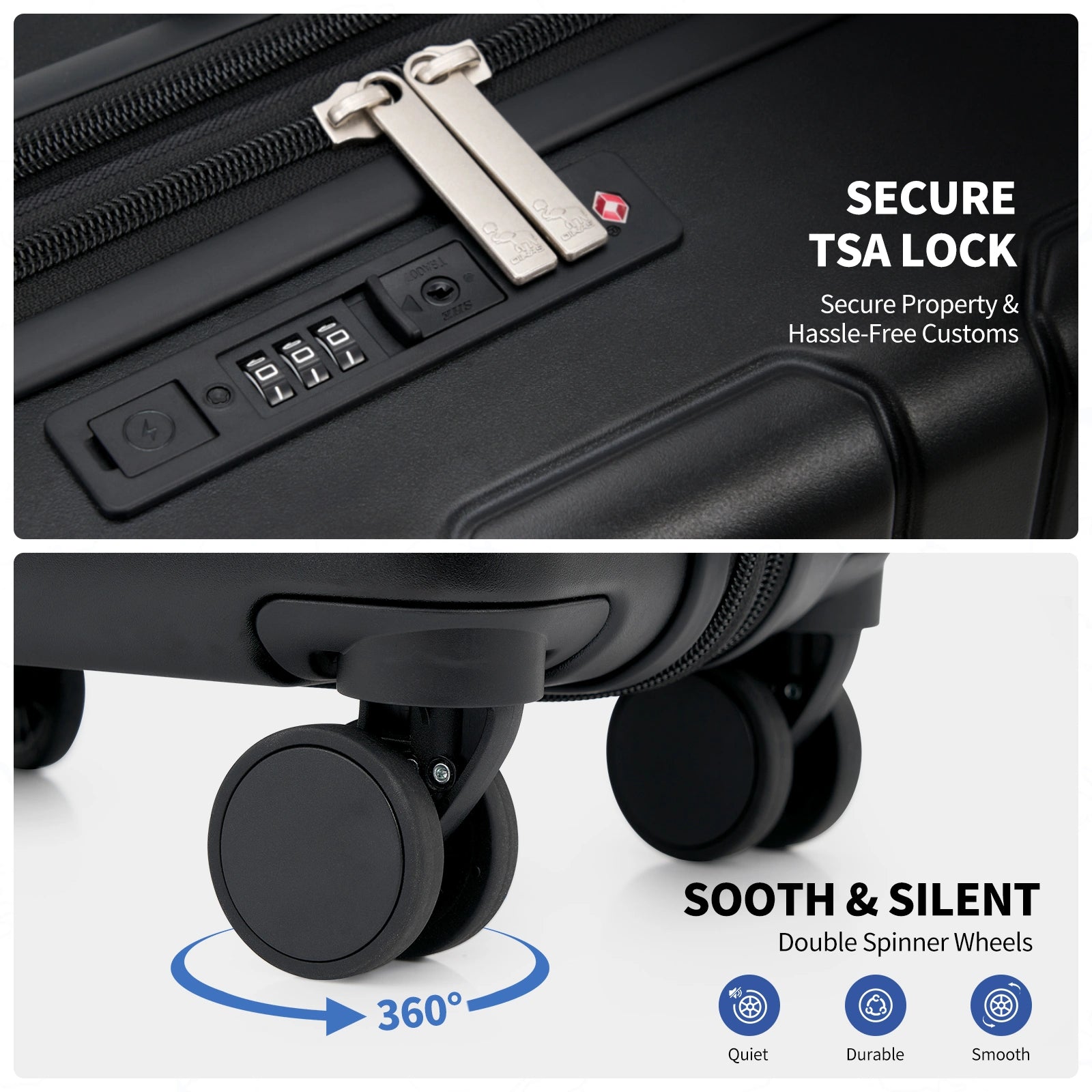OIWAS carry-on luggage TSA lock and spinner wheel