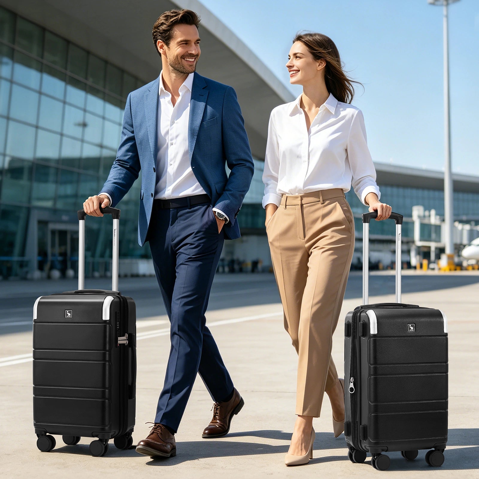 OIWAS carry-on luggage lifestyle shot - travel ready