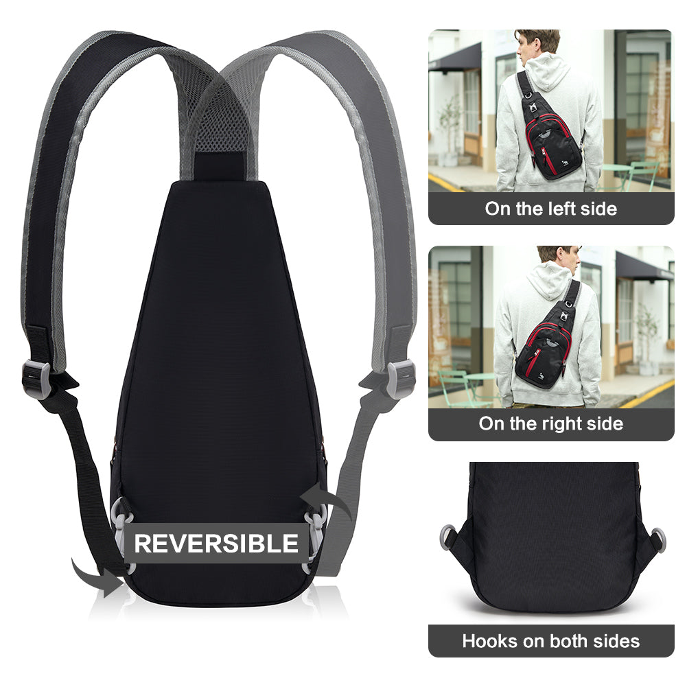 OIWAS-Fashion-Sling-Bag-Black-Adjustable-Strap