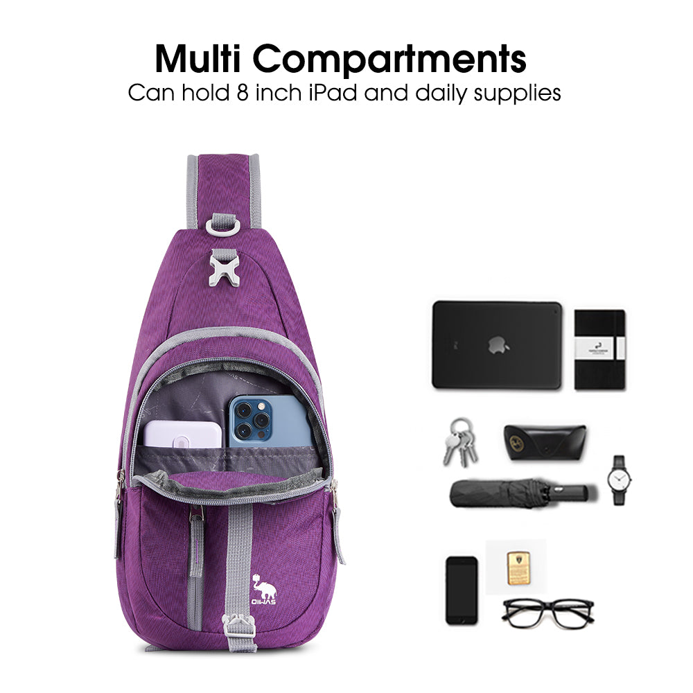OIWAS-Fashion-Sling-Bag-Purple-Multi-Compartments