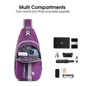 OIWAS-Fashion-Sling-Bag-Purple-Multi-Compartments
