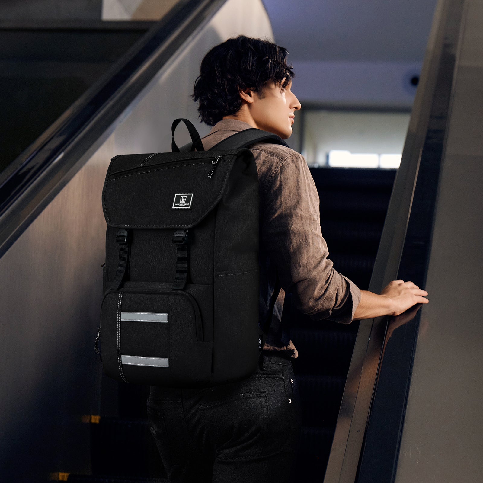 OIWAS-Flap-Laptop-Backpack-Black-Scene