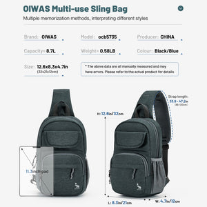 OIWAS-GreyGreen-Sling-Bag-Size