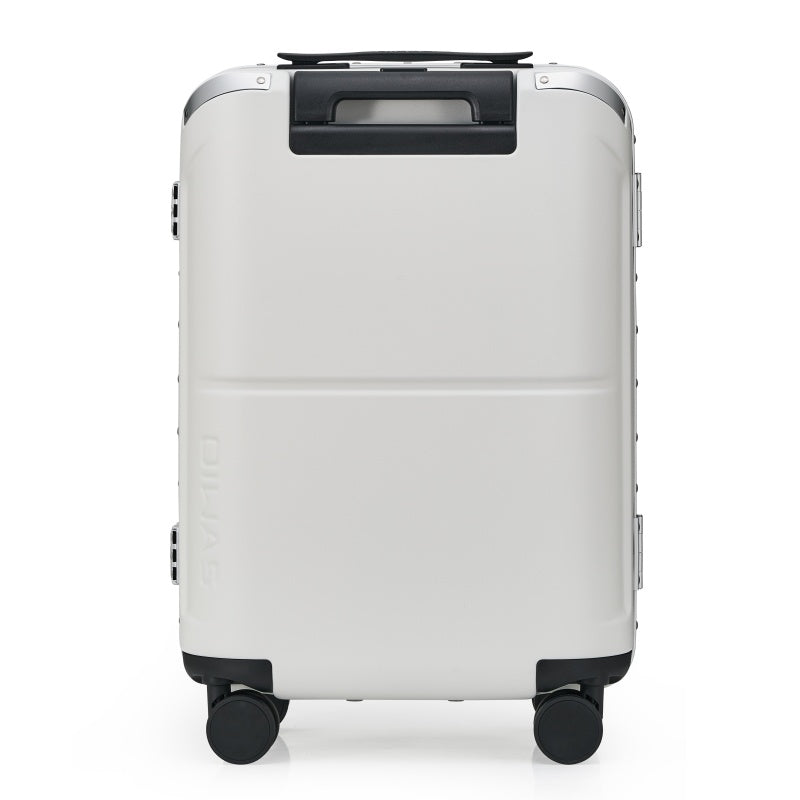 OIWAS Horizon X Series aluminum frame carry-on luggage in matte black, featuring aircraft-grade aluminum frame and premium finish for business and frequent travelers