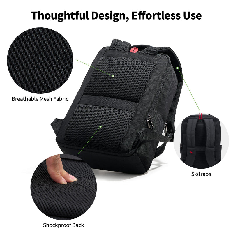 OIWAS 15.6 inch laptop backpack black, lightweight water-resistant business travel bag for men women